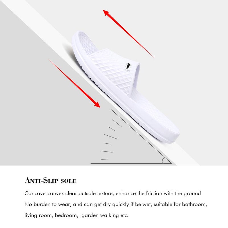 FUNKYMONKEY شباشب استحمام للرجال من فنكي مونكي، داخلية، منزلية، شاطئية، غير قابلة للانزلاق (9 M US، أبيض) - Image 4